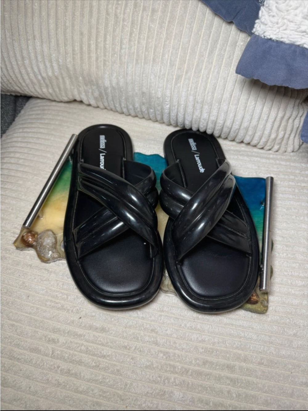 melissa x larroudé cali slide cross strap sandals jelly shoes